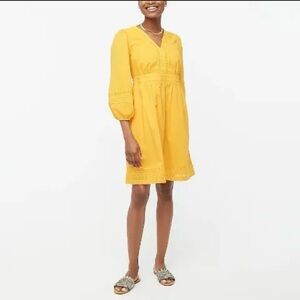 J.Crew Mustard Yellow 3/4 Sleeve Cotton Dress Womens Size M